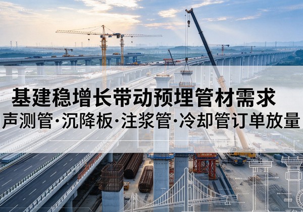 白水基建稳增长带动预埋监测管材需求，声测管、沉降板、注浆管订单持续放量